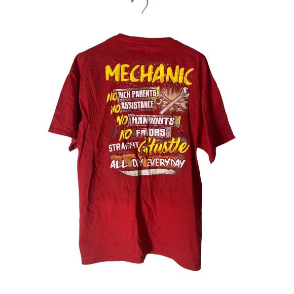 Fruit Of The Loom Men's Red "Mechanic" Graphic T-Shirt XL Crew Neck Short Sleeve - Picture 3 of 5